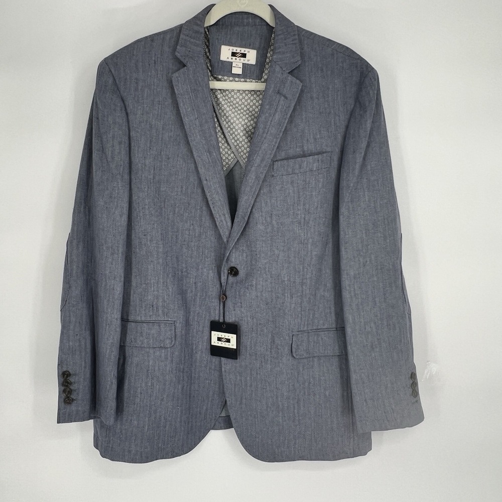 Herringbone Unconstructed Linen cotton elbow patch XL Blazer Sport Coat Abboud